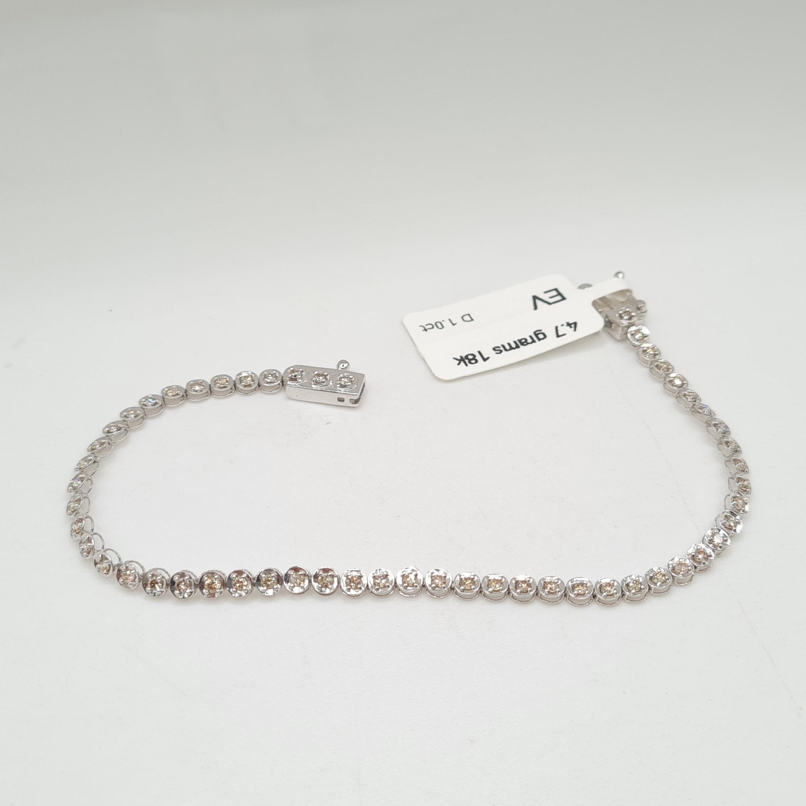 XX Classic White Gold Round Dainty Full Eternity Tennis Diamond Bracelet 18K