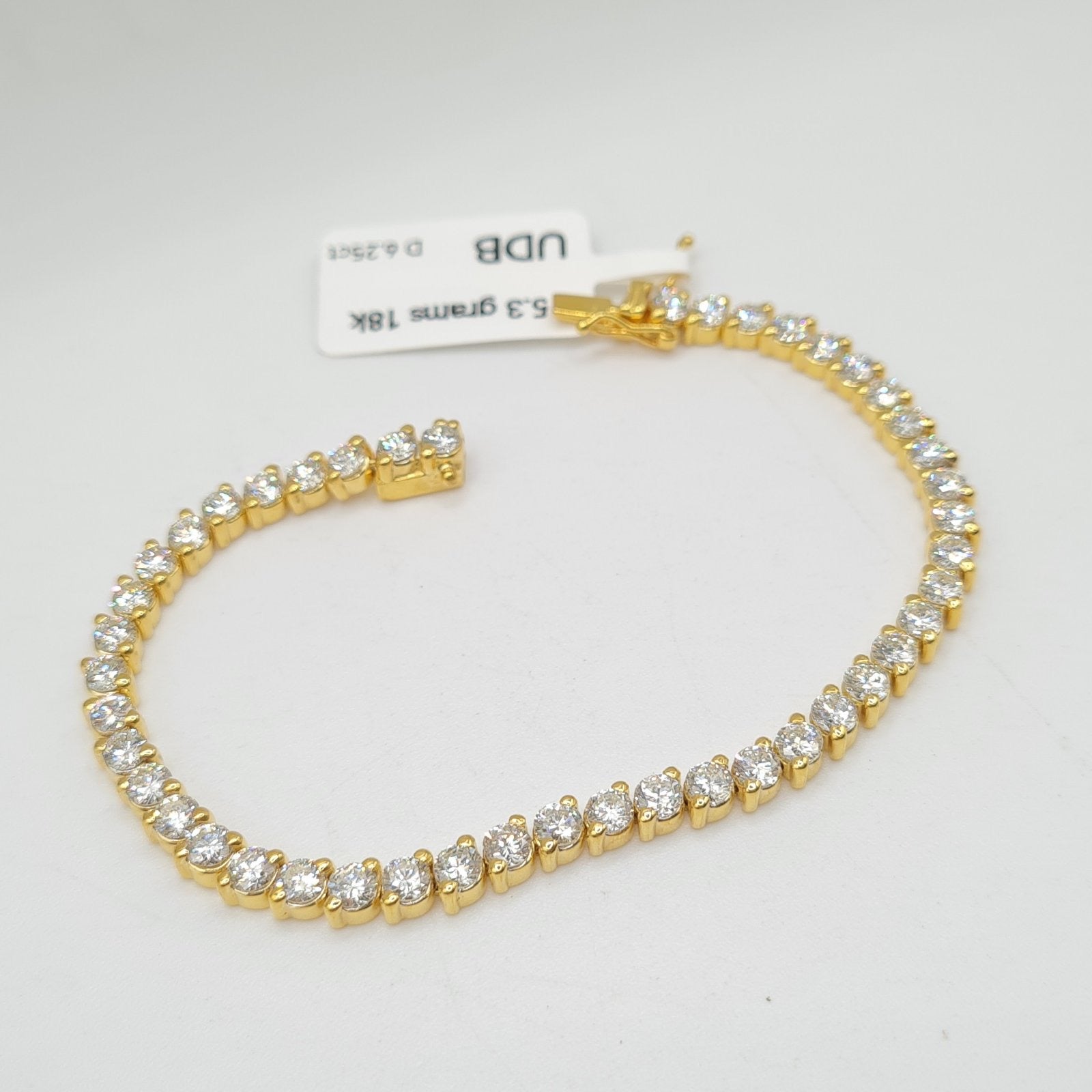 XX Classic Yellow Gold Box Type Solitaire Full Eternity Tennis Diamond Bracelet 18K