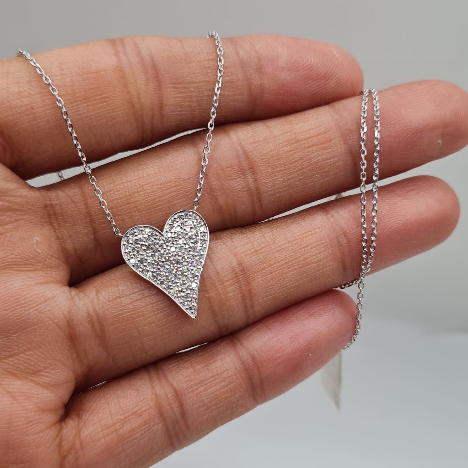 Classic Heart Pave Diamond Necklace 14K