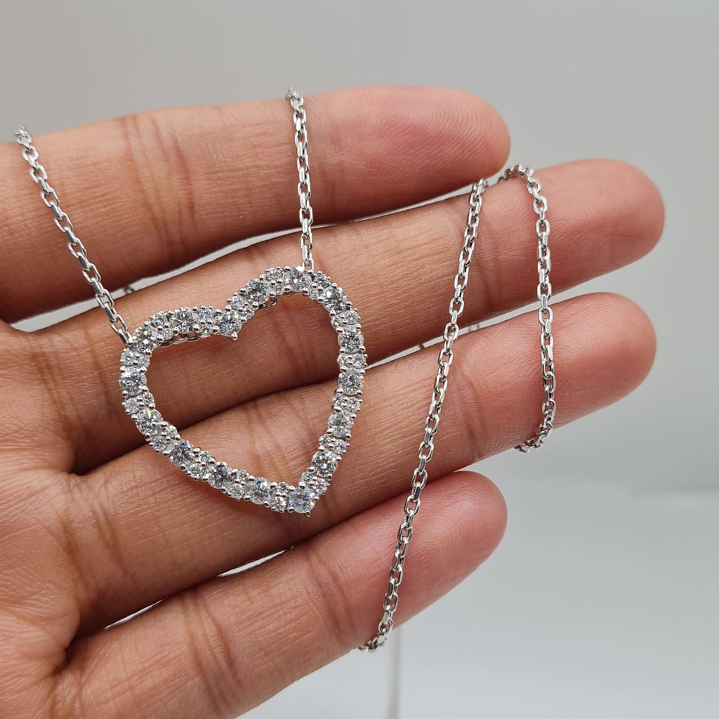 Classic Heart Pave Diamond Necklace 14K