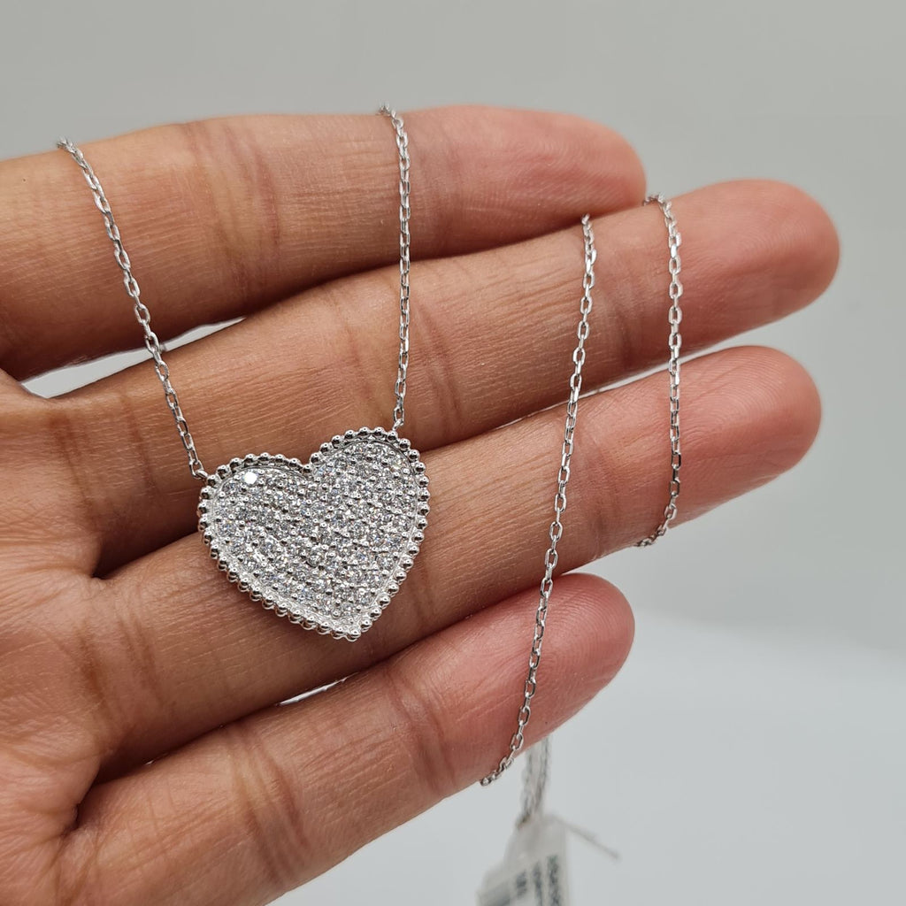 Classic Heart Diamond Pave Necklace 14K