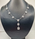 Classic Cushion Drop Statement Diamond Necklace 14K