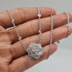 Classic Floral Rose Diamond Pave Necklace 18K