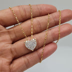 Classic Heart Pave Diamond Necklace 14K