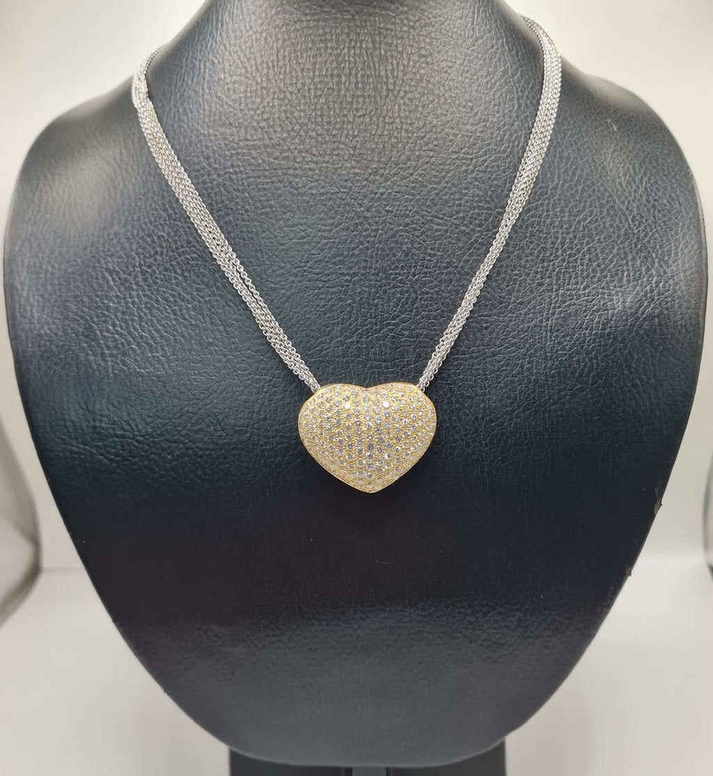 Classic Heart Large Diamond Necklace 14K