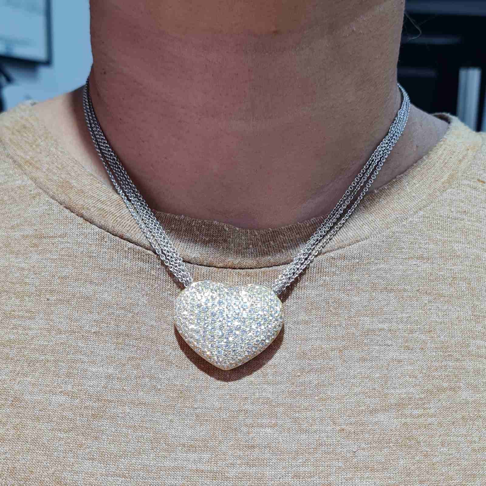 Classic Heart Large Diamond Necklace 14K