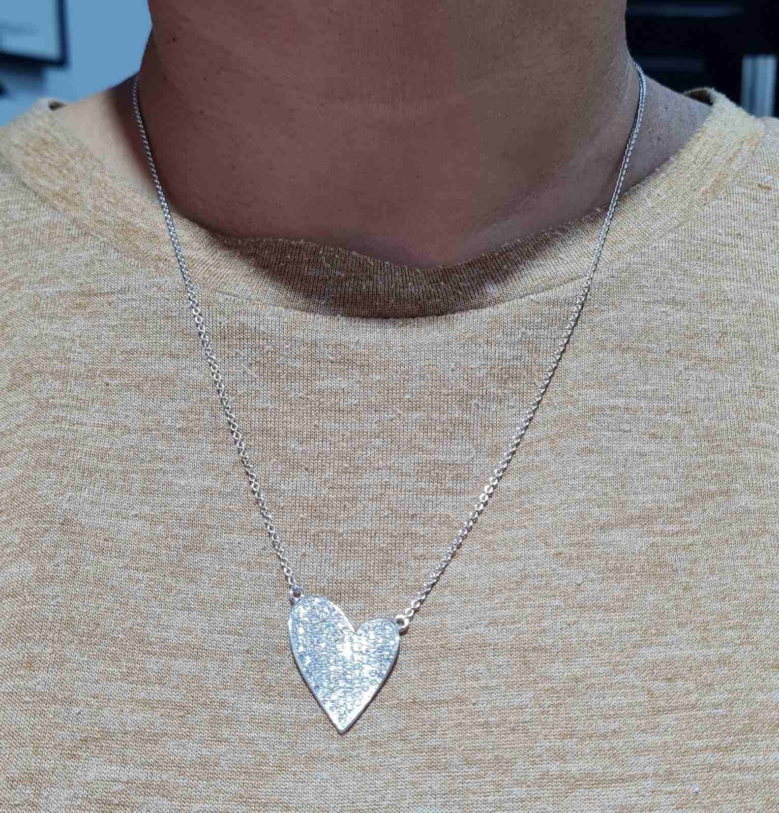 Classic Heart Pave Diamond Necklace 14K