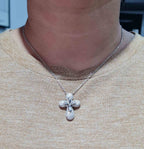 White Gold Cross Paved Diamond Necklace 18K