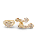 Classic Round Baguette Diamond Pave Dangling Jewelry Set 18K