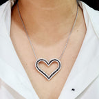 Classic Heart Black Diamond Pave Diamond Necklace 14K