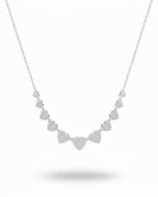 Heart Paved Station Diamond Necklace 14K