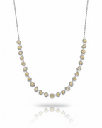Multi-Shape Rare Fancy Yellow Colored Diamonds Half Eternity Diamond Necklace 14K