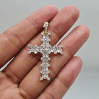 Golden Deco Paved Cross Diamond Necklace Pendant 14K