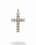 Golden Deco Paved Cross Diamond Necklace Pendant 14K