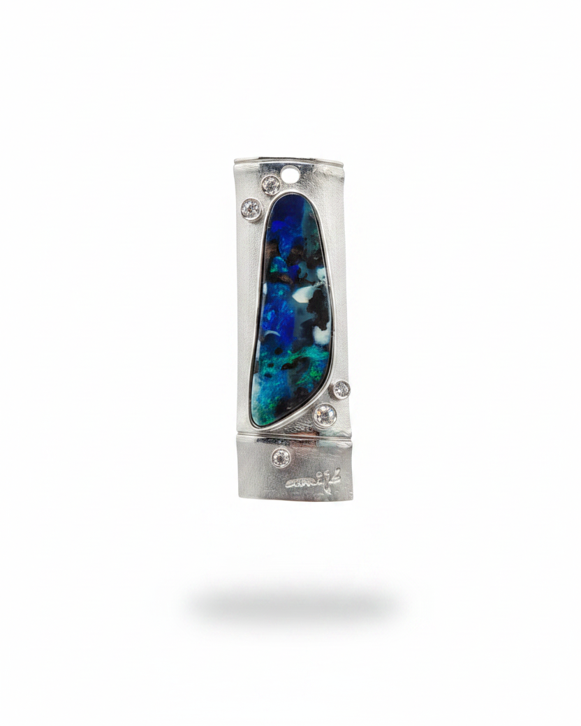 Rectangular Designer Bar Diamond Necklace Pendant 18K