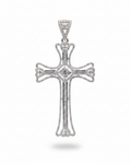 Halo Baguette Cross Diamond Necklace Pendant 14K