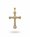 Golden Paved Cross Diamond Necklace Pendant 14K