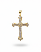 Golden Paved Cross Diamond Necklace Pendant 14K