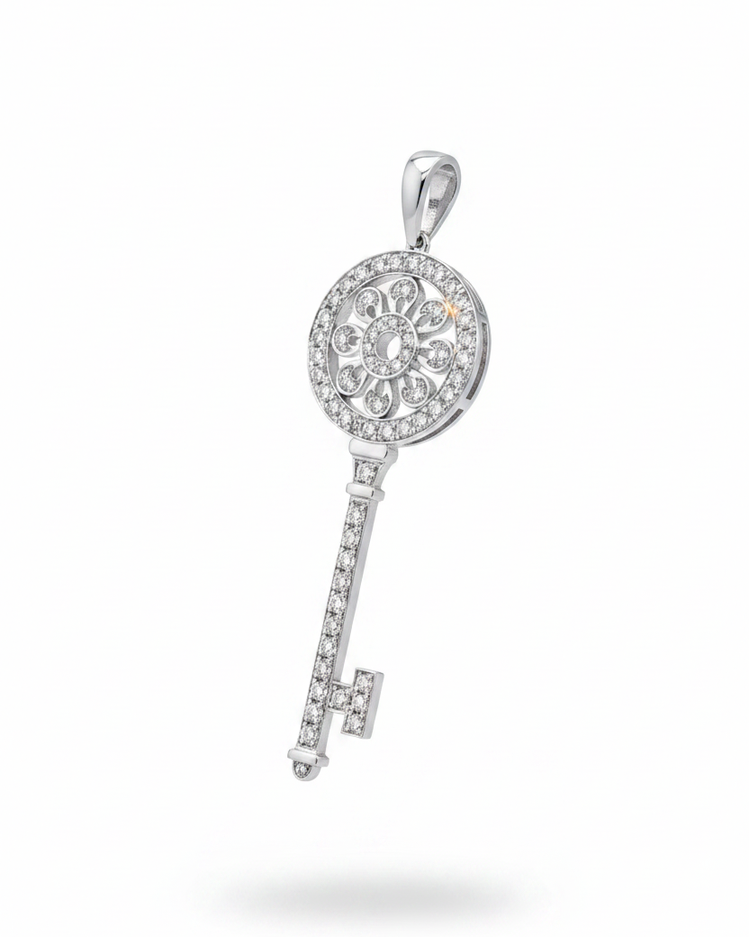 Brilliant Key Diamond Necklace Pendant 18K