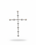 Round Bezel Links Cross Diamond Necklace Pendant 18K