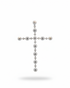 Round Bezel Links Cross Diamond Necklace Pendant 18K
