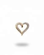 Golden Dainty Heart Paved Diamond Necklace Pendant 14K