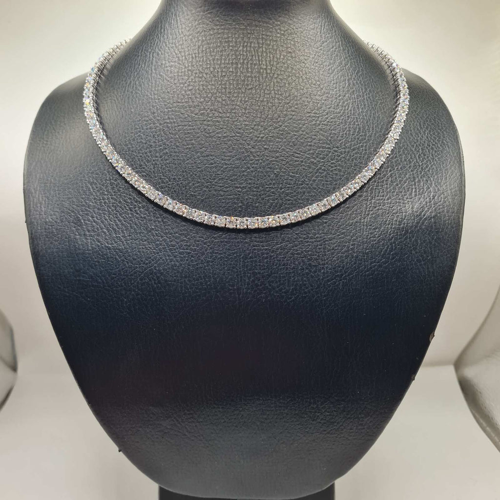 Classic Eternity 21.00CTW Round Pave Tennis Diamond Necklace 18K
