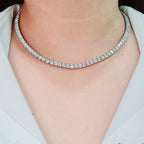 Classic Eternity 21.00CTW Round Pave Tennis Diamond Necklace 18K