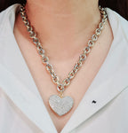 Classic Heart Chunky Chain Diamond Necklace 14K