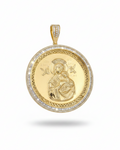Mother & Child Medallion Diamond Necklace Pendant 14K