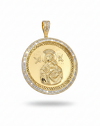 Mother & Child Medallion Diamond Necklace Pendant 14K