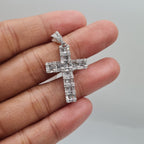 Baguette Paved Cross Diamond Necklace Pendant 14K