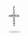 Baguette Paved Cross Diamond Necklace Pendant 14K