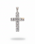 Baguette Paved Cross Diamond Necklace Pendant 14K