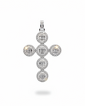 Round Halo Paved Cross Diamond Necklace Pendant 14K