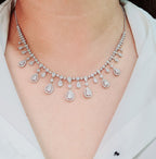 Classic Pear Drop Station Statement Diamond Necklace 14K