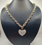 Classic Heart Chunky Chain Diamond Necklace 14K