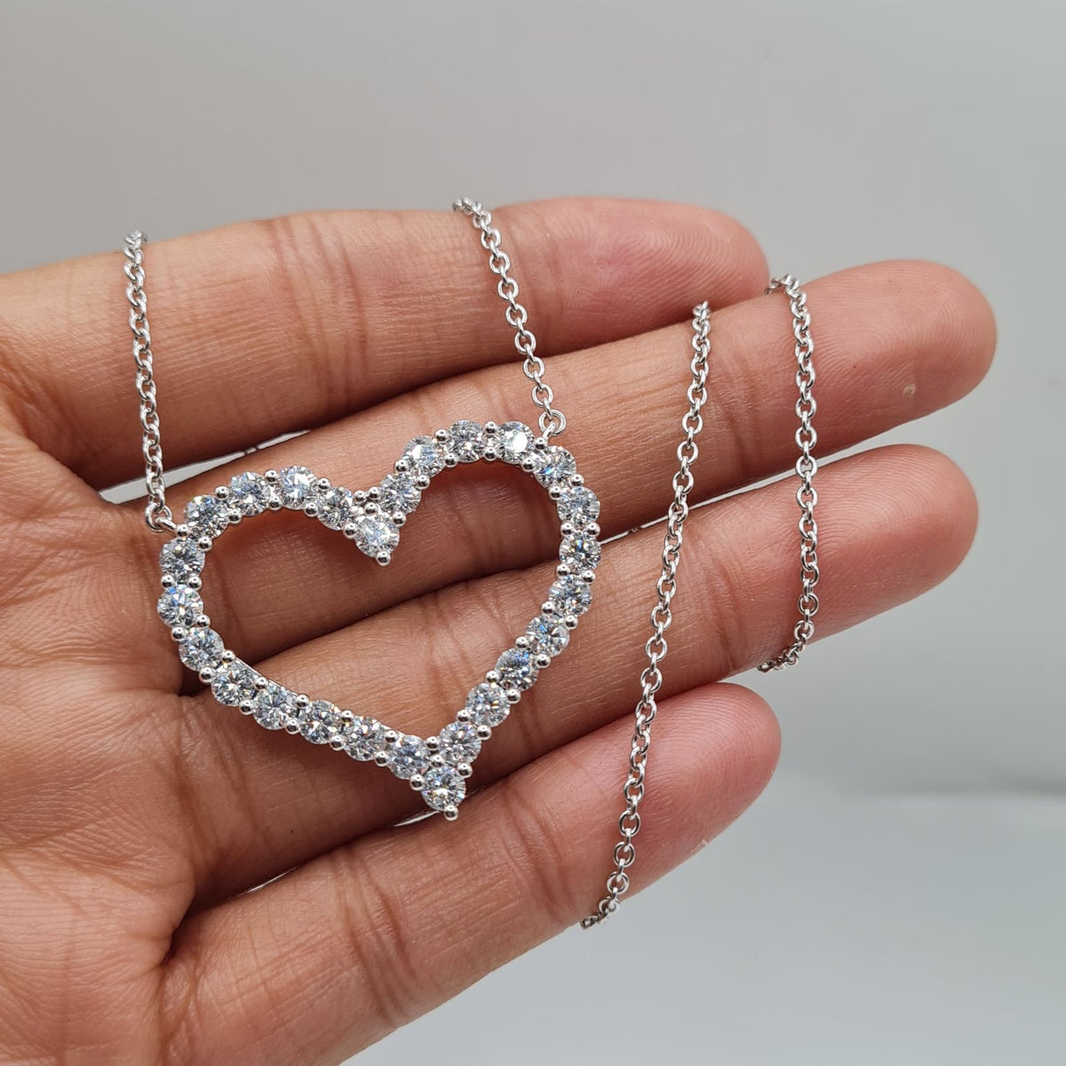 Classic Heart Pave Diamond Necklace 18K