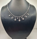 Classic Pear Drop Station Statement Diamond Necklace 14K