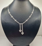 Classic Heart Pave Drop Statement Diamond Necklace 14K