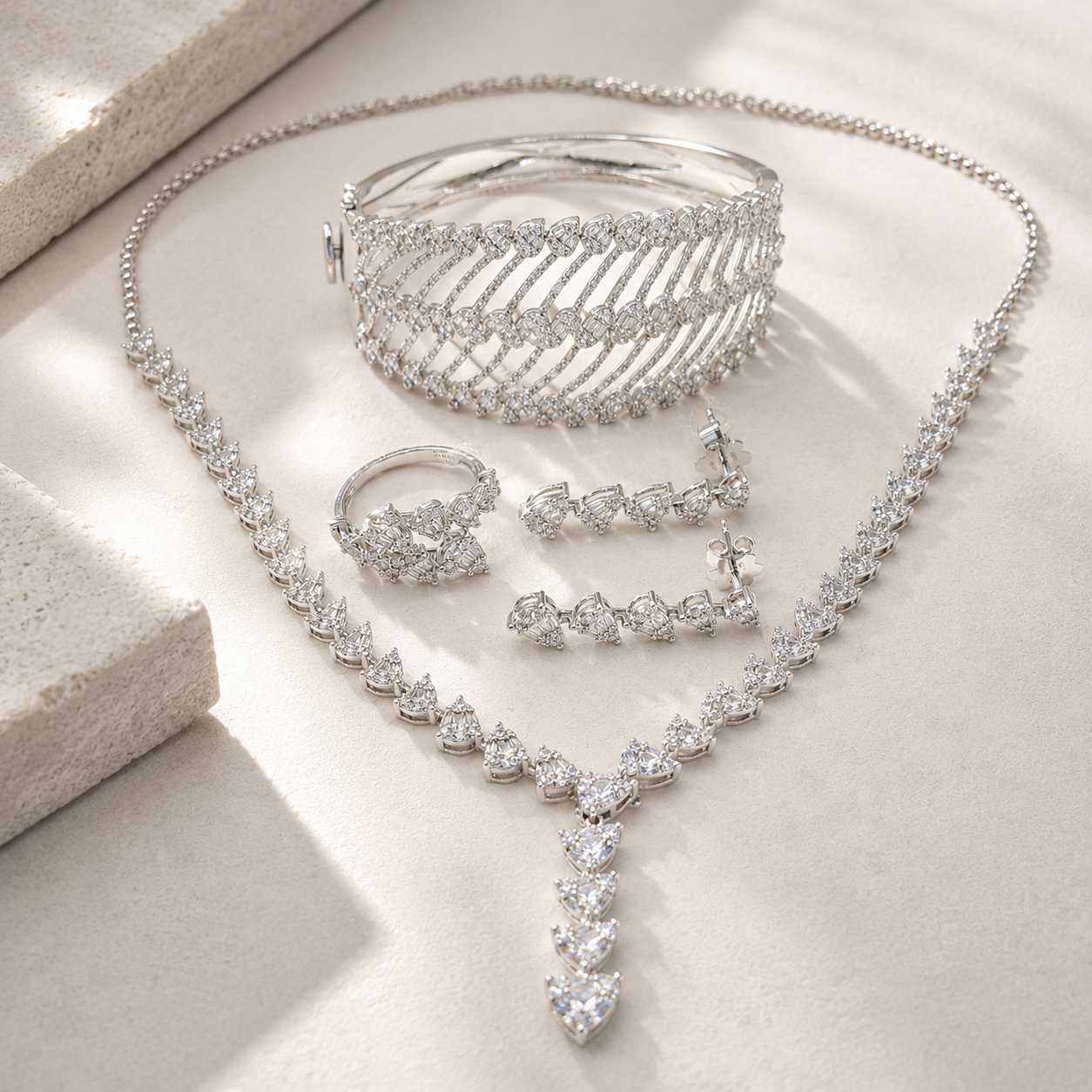Pear Drop Diamond Jewelry Set 14K