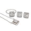 Classic Square Halo Diamond Jewelry Set 18K