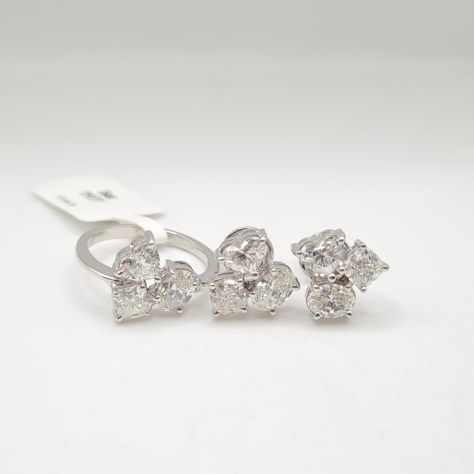 Cluster Solitaire Diamond Jewelry Set 14K