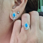 Turquoise Gemstones Deco Diamond Jewelry Set 14K