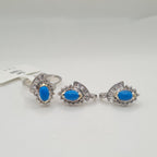 Turquoise Gemstones Deco Diamond Jewelry Set 14K