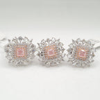 Rare Fancy Pink Diamond Cluster Diamond Jewelry Set 14K
