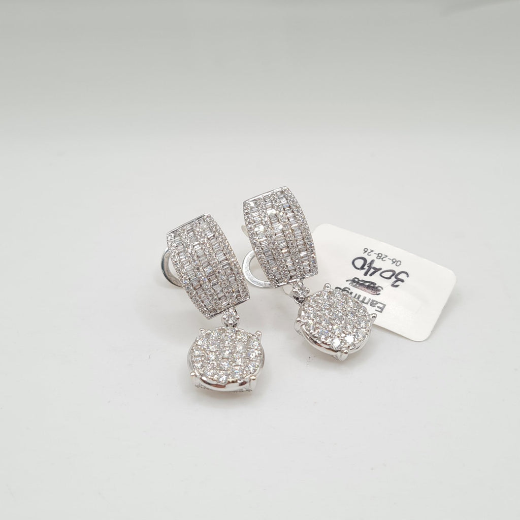 Classic Round Drop Dangling Diamond Earrings 14K