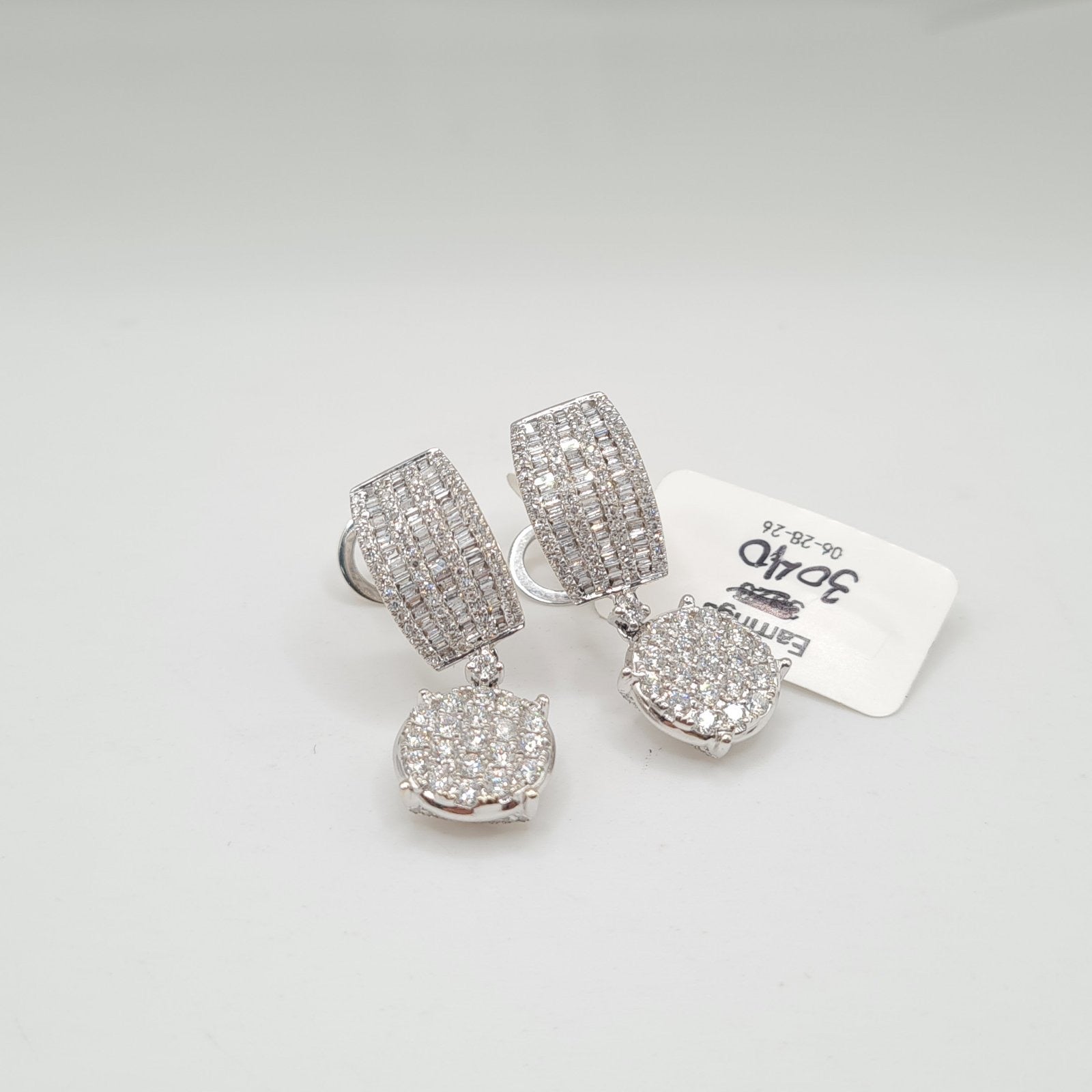 Classic Round Drop Dangling Diamond Earrings 14K
