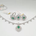 Green Emerald Gemstones Statement Diamond Jewelry Set 14K
