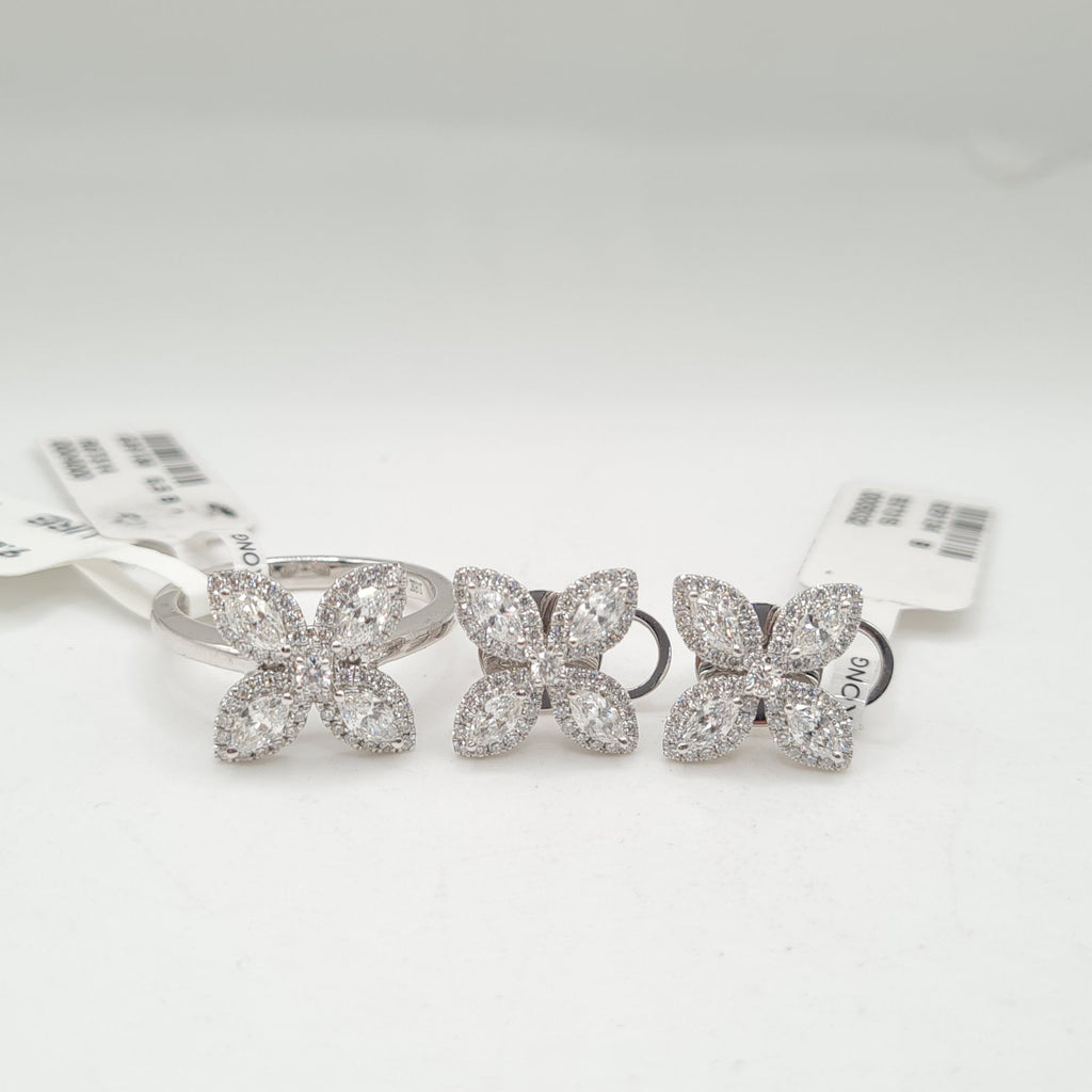 Marquise Floral Diamond Jewelry Set 18K